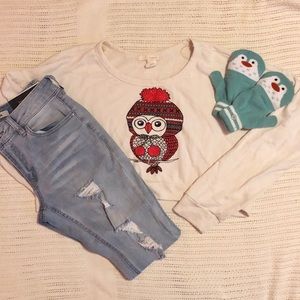 Owl Cropped Sweatshirt